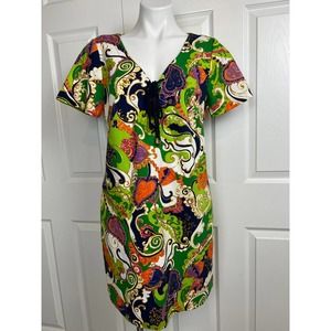 Trina Turk Yuna Print Lace Up V Neck Dress Size 10